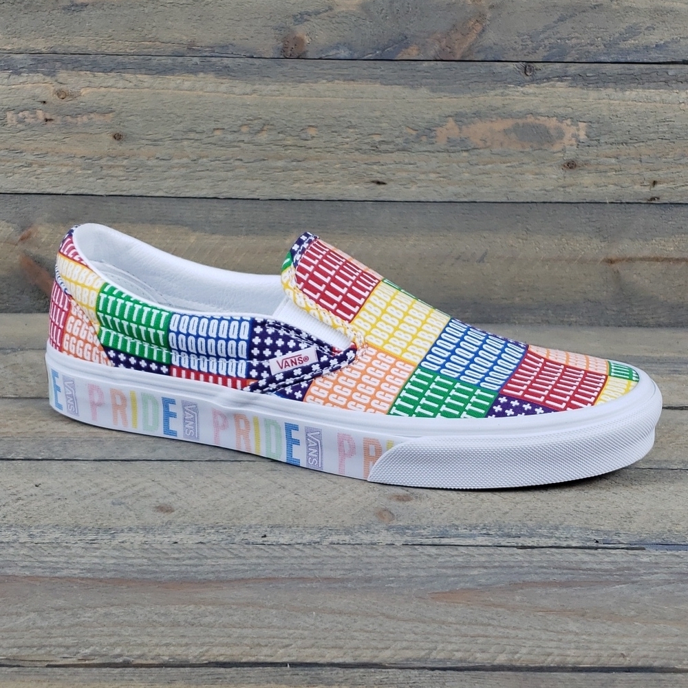 Vans Classic Slip On Pride Multi/True White Skate Casual Sneakers